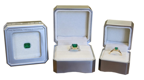 Emerald rings in The Natural Emerald Company custom made packaging